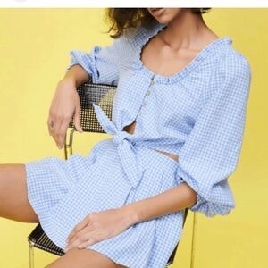 Zara Gingham Crop Top NWOT